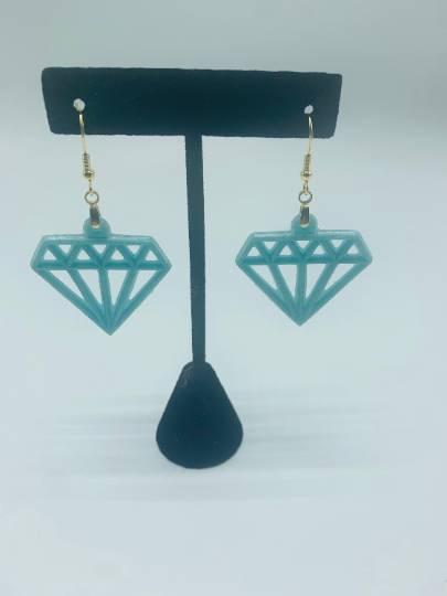 3D Resin Printed Geometric Diamond Dangle Earrings