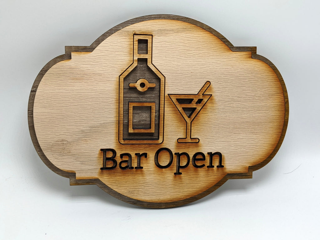 Bar Open Wood Sign